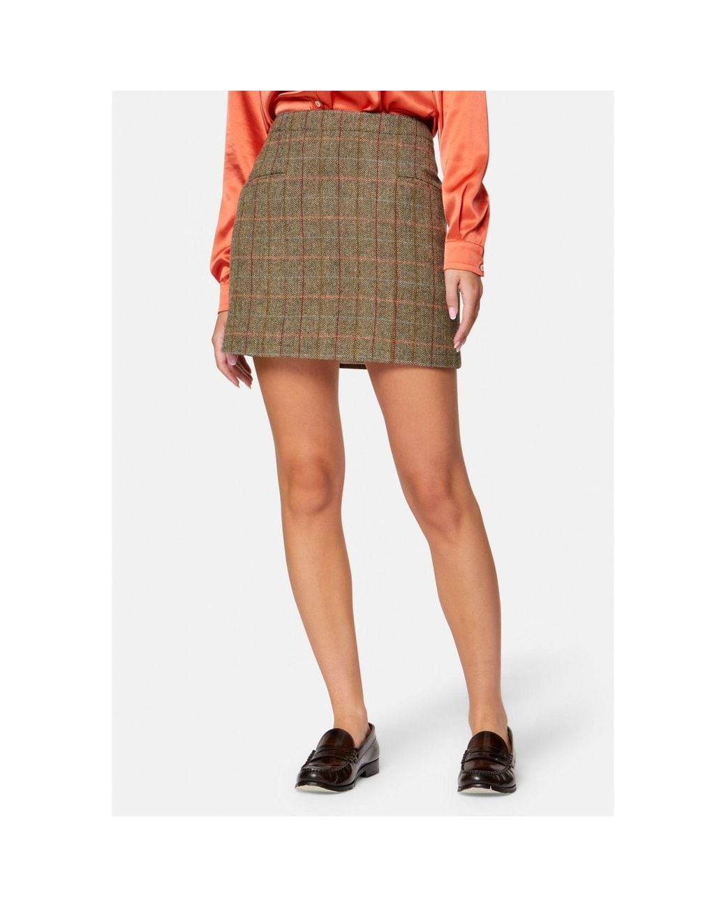 Helen Mcalinden Natural Sienna Herringbone Tweed Skirt