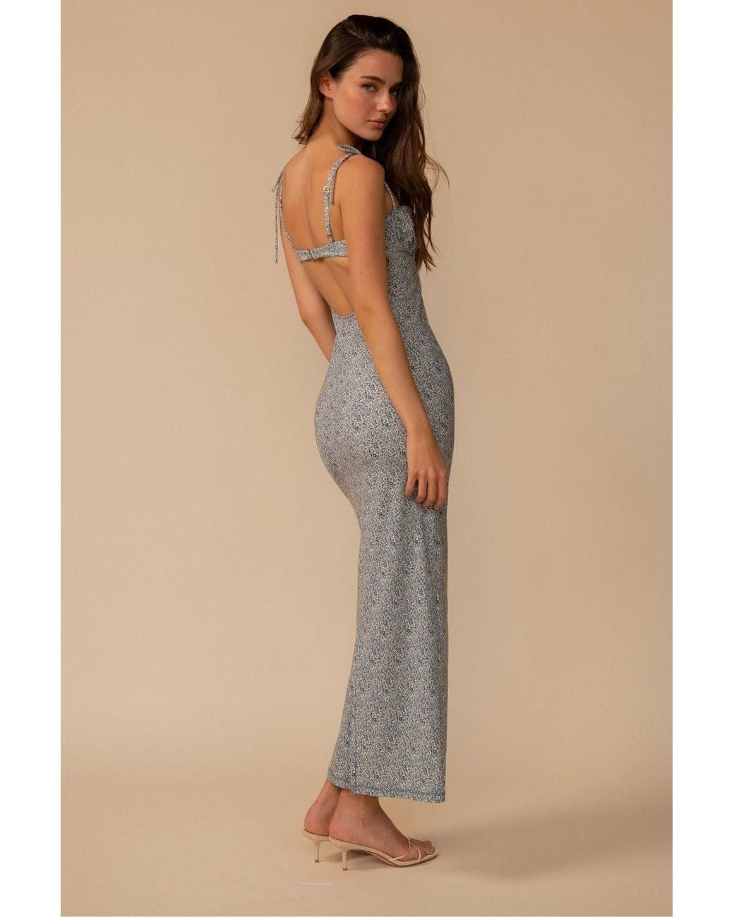 Montce Blue Petite Fleur Petal Long Slip Dress