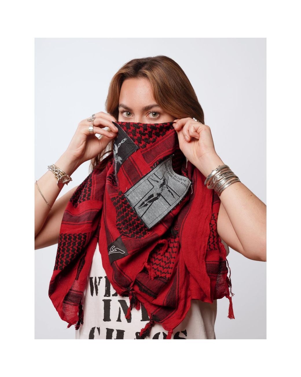 Stuart Trevor Red The Riot Patched Scarf