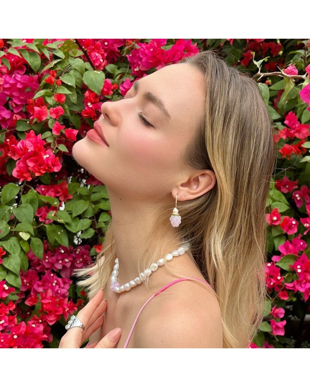 Farra Pink Raspberry With Freshwater Pearls Earrings