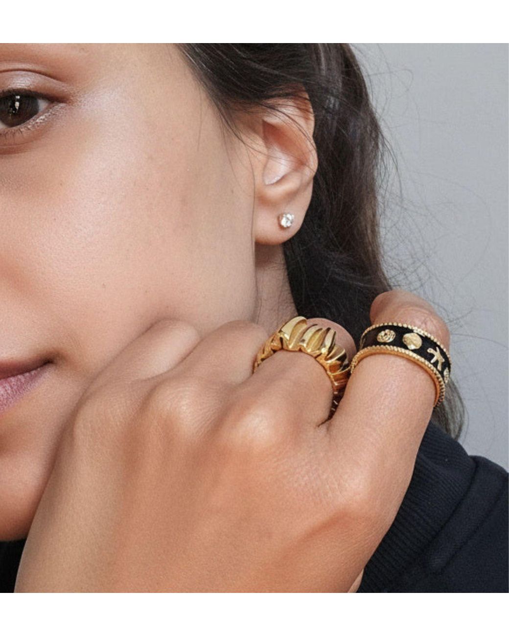 Uchi and Soto Metallic Kin & Shell Ring