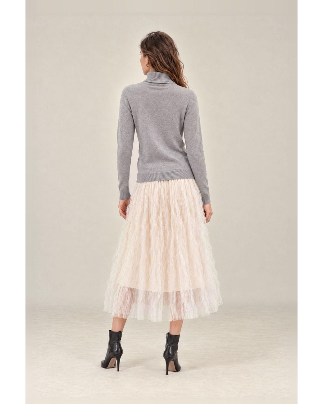 James Lakeland Gray Floral Roll Neck Jumper