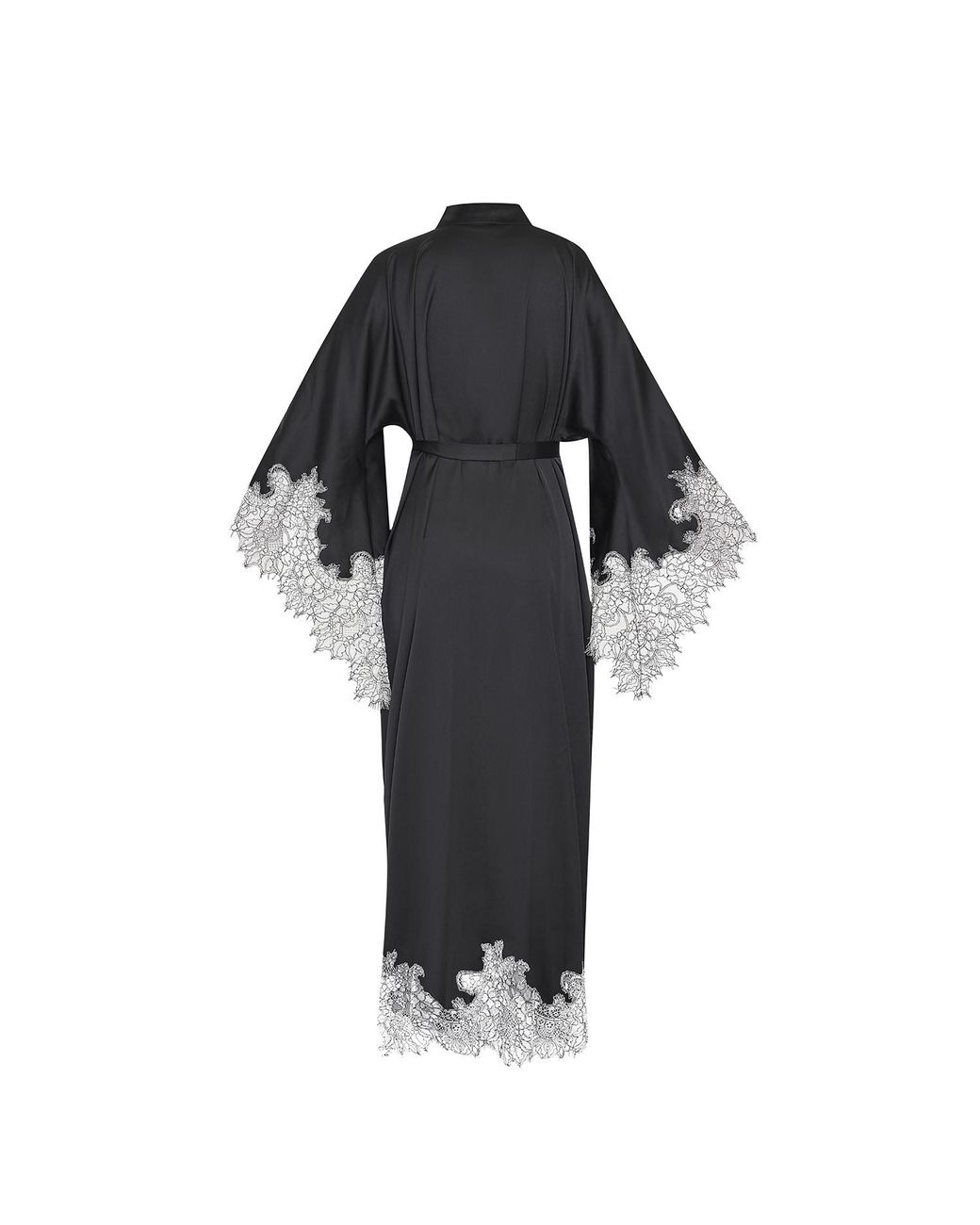Avenue 8 Black Lace Detailed Maxi Robe