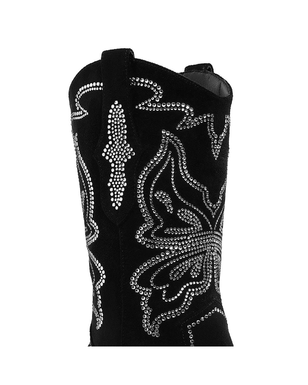 Rag & Co Black Latafa Rhinestones Embellished Cowboy Boots