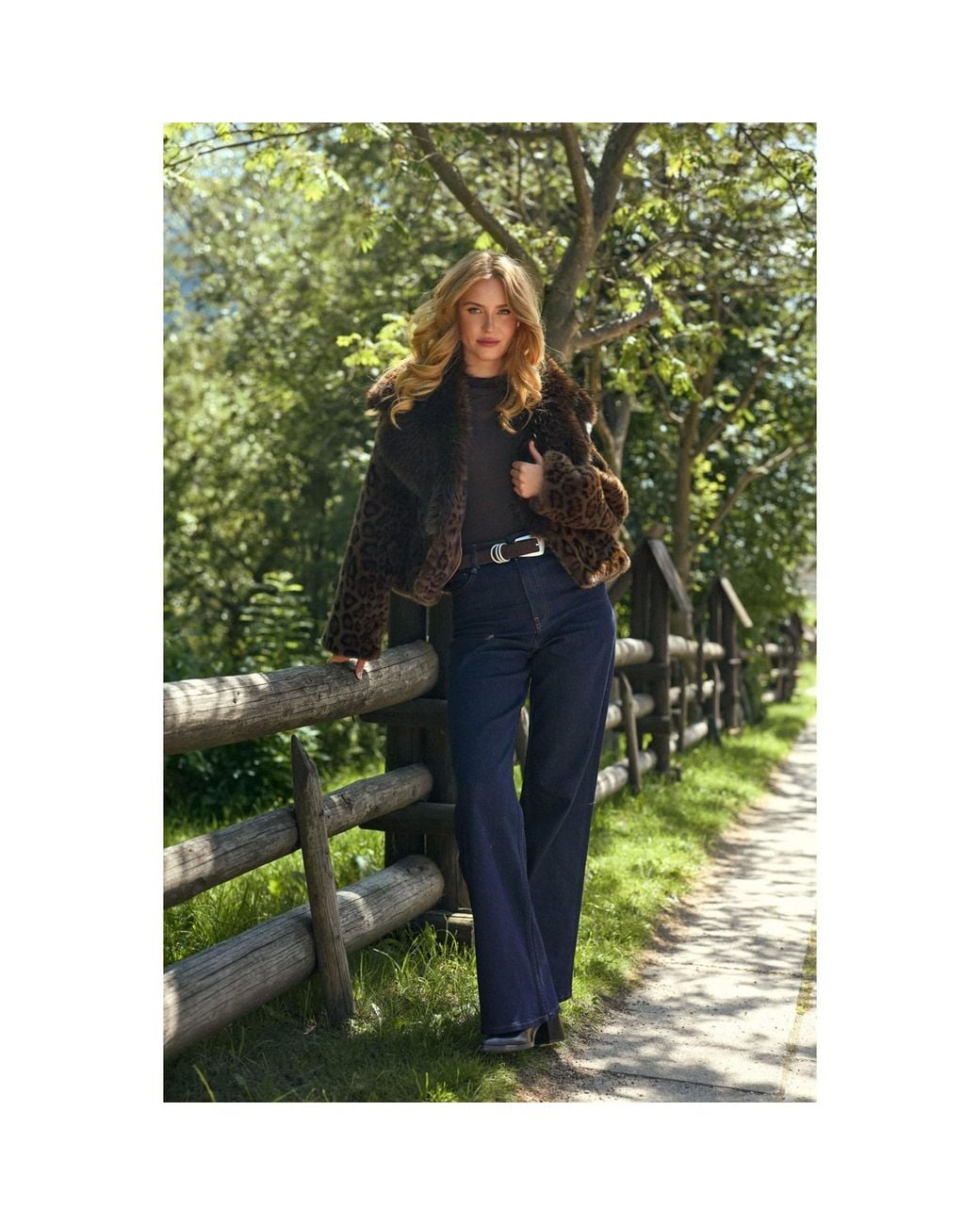 Saachi Brown Animal Print Faux Fur Jacket