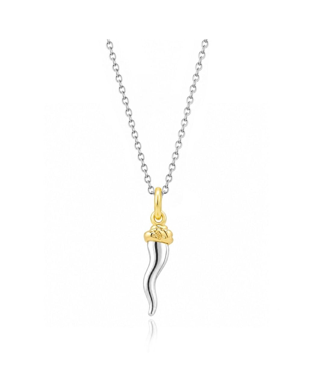 Unaloe Metallic Two Tone Sterling Italian Horn Necklace With Plated Details for men