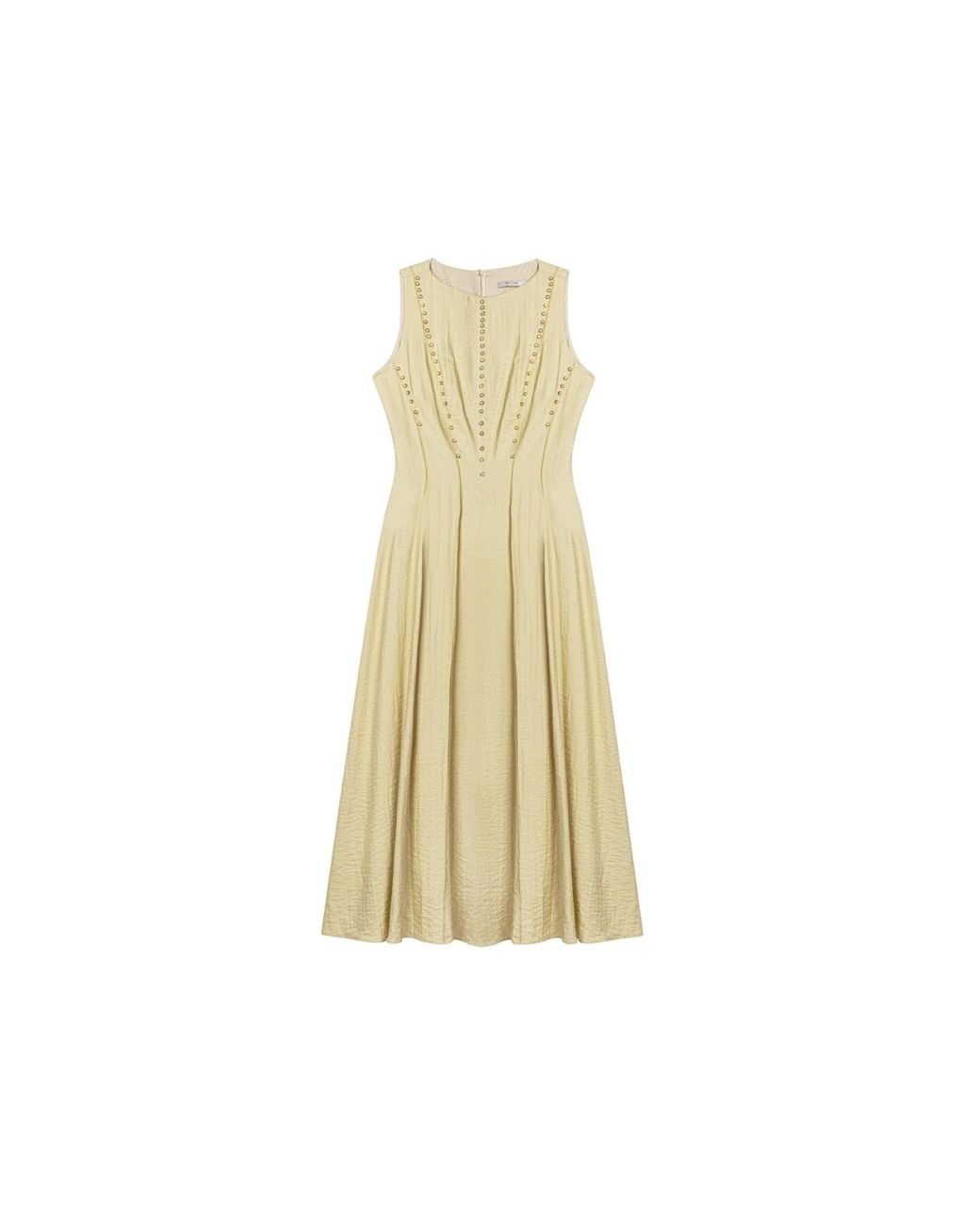 Nocturne Natural Sleeveless Textured Midi Dress