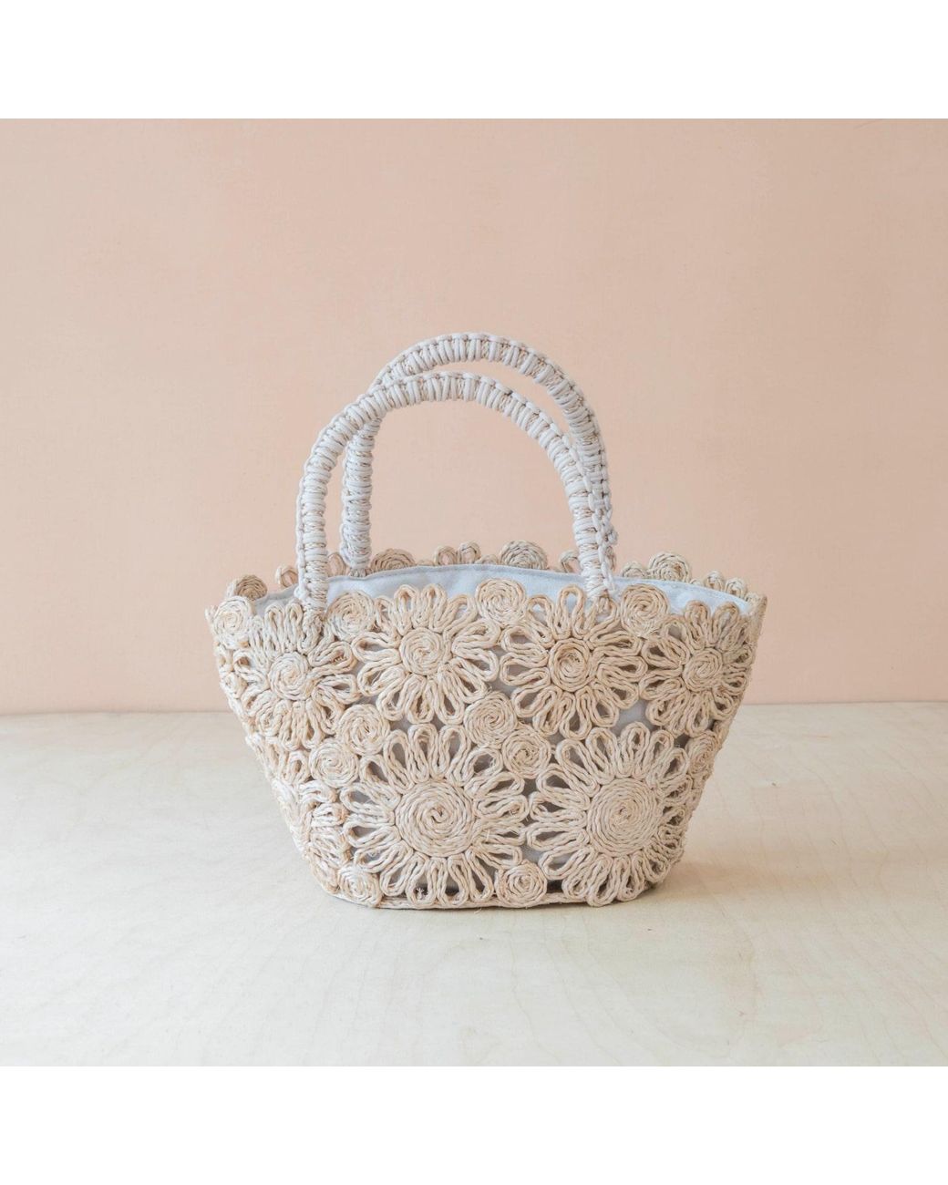 LIKHÂ Metallic Neutrals Handwoven Abaca Small Tote Bag – Flower Weave