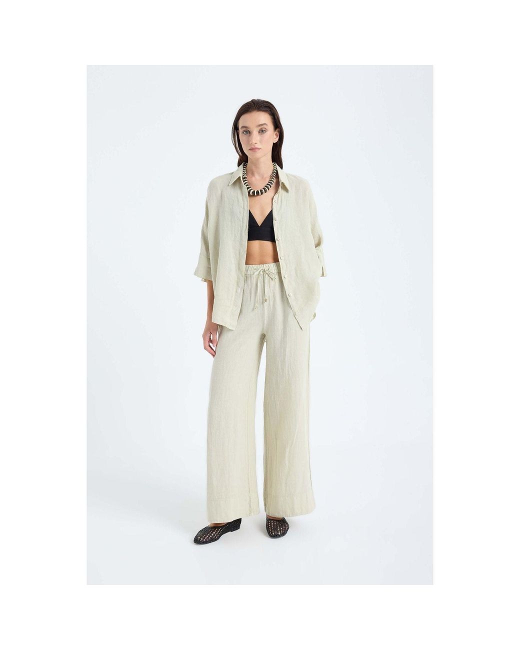 Monlicia Natural Neutrals Iyan Linen Oversize Shirt