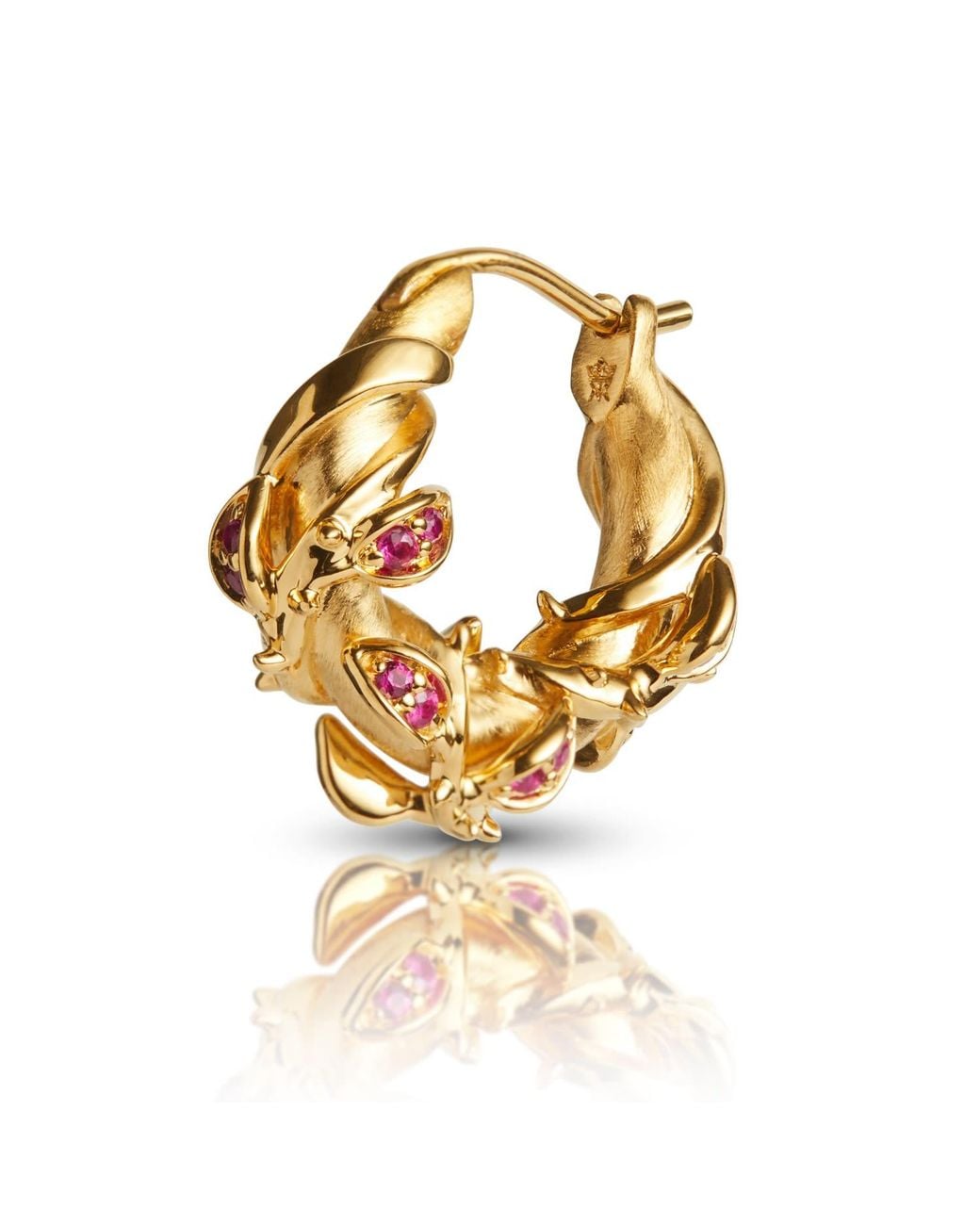 Kasun Metallic Enchanted Ruby Forest Hoop Earring