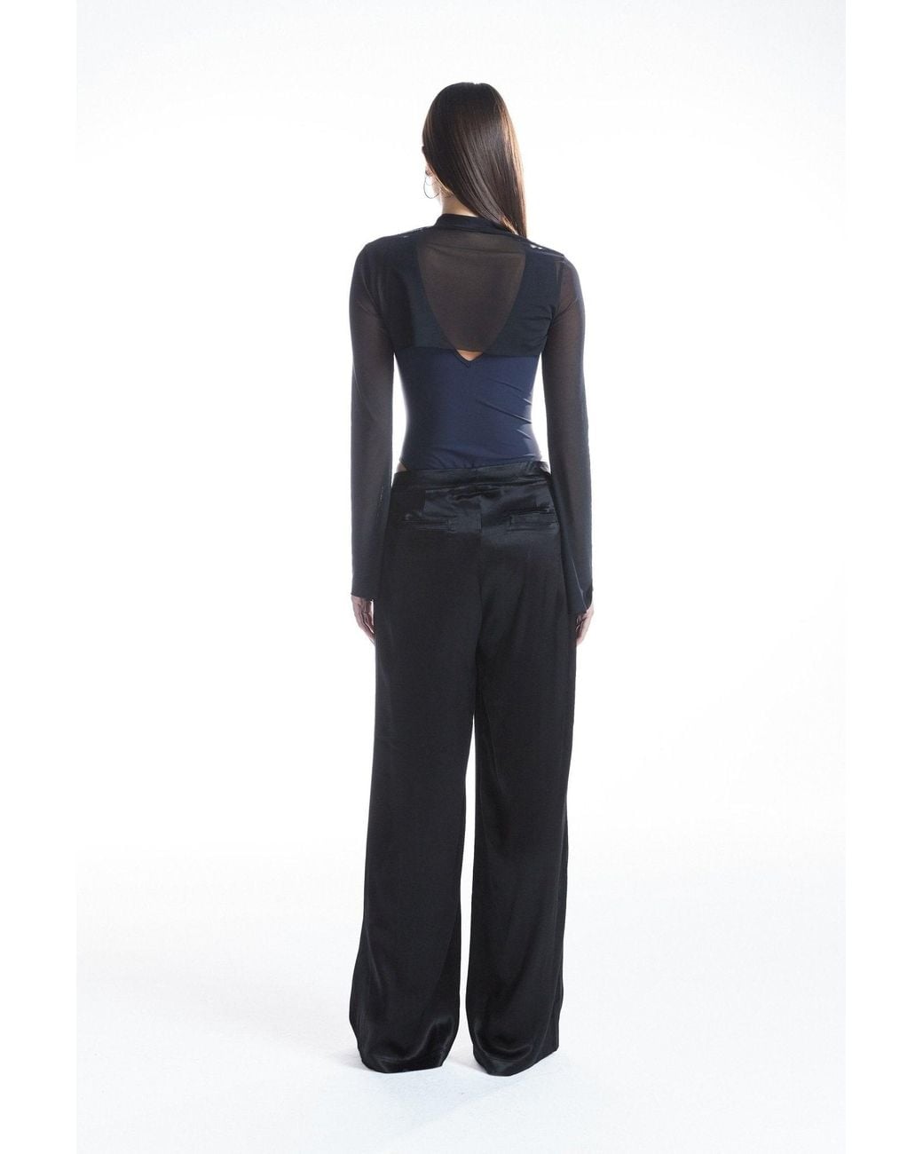 No'design Black Satin Palazzo Pants