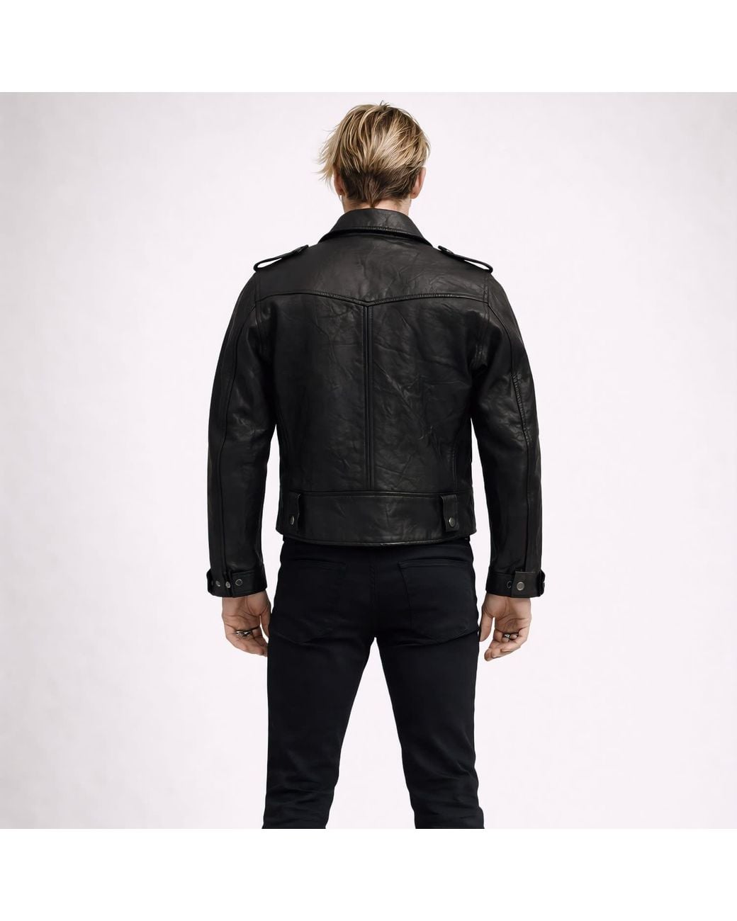 Zasta Studio Black The Sentinel Leather Biker Jacket for men