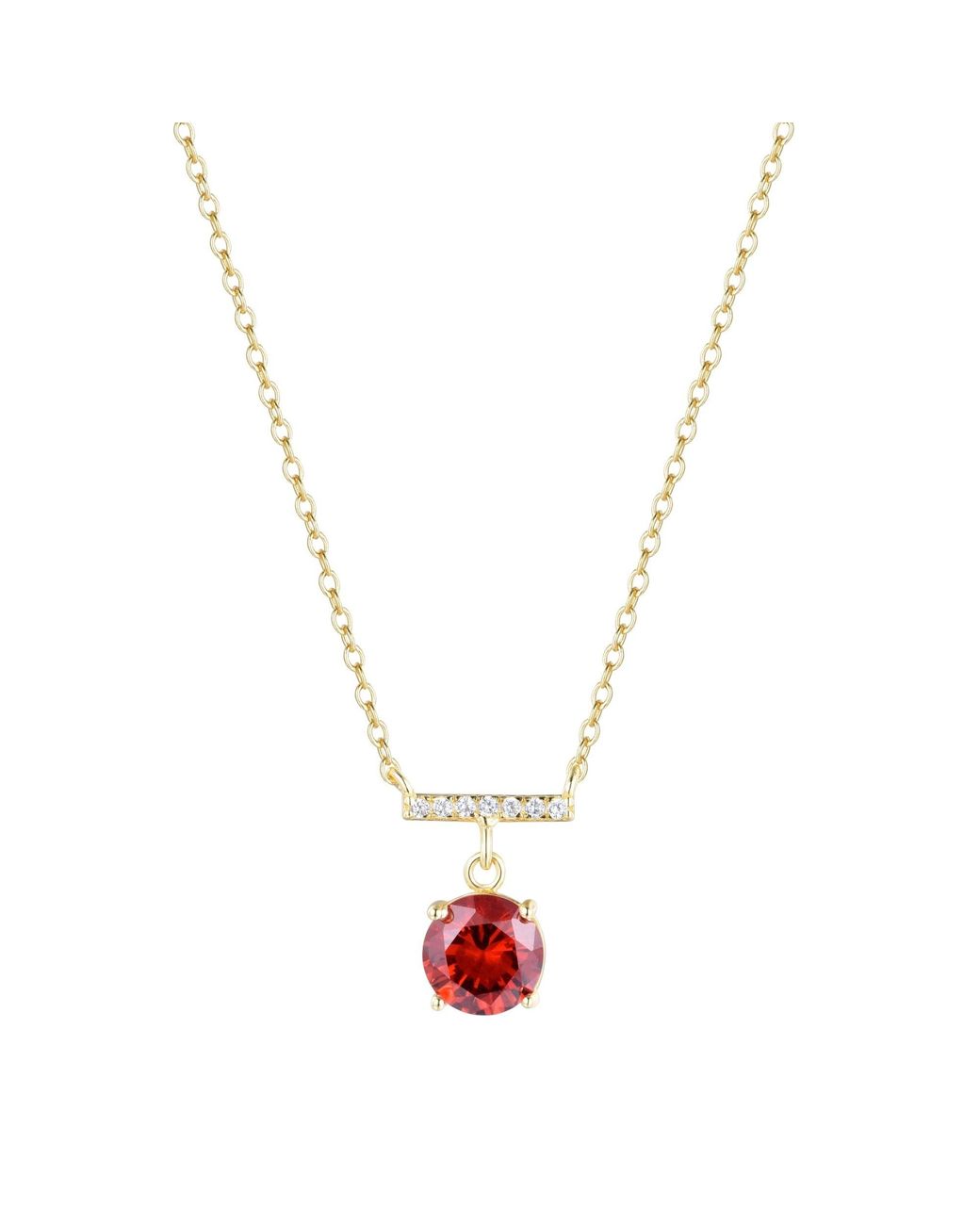 KAMARIA Metallic Birthstone Solitaire & Crystal Bar Necklace