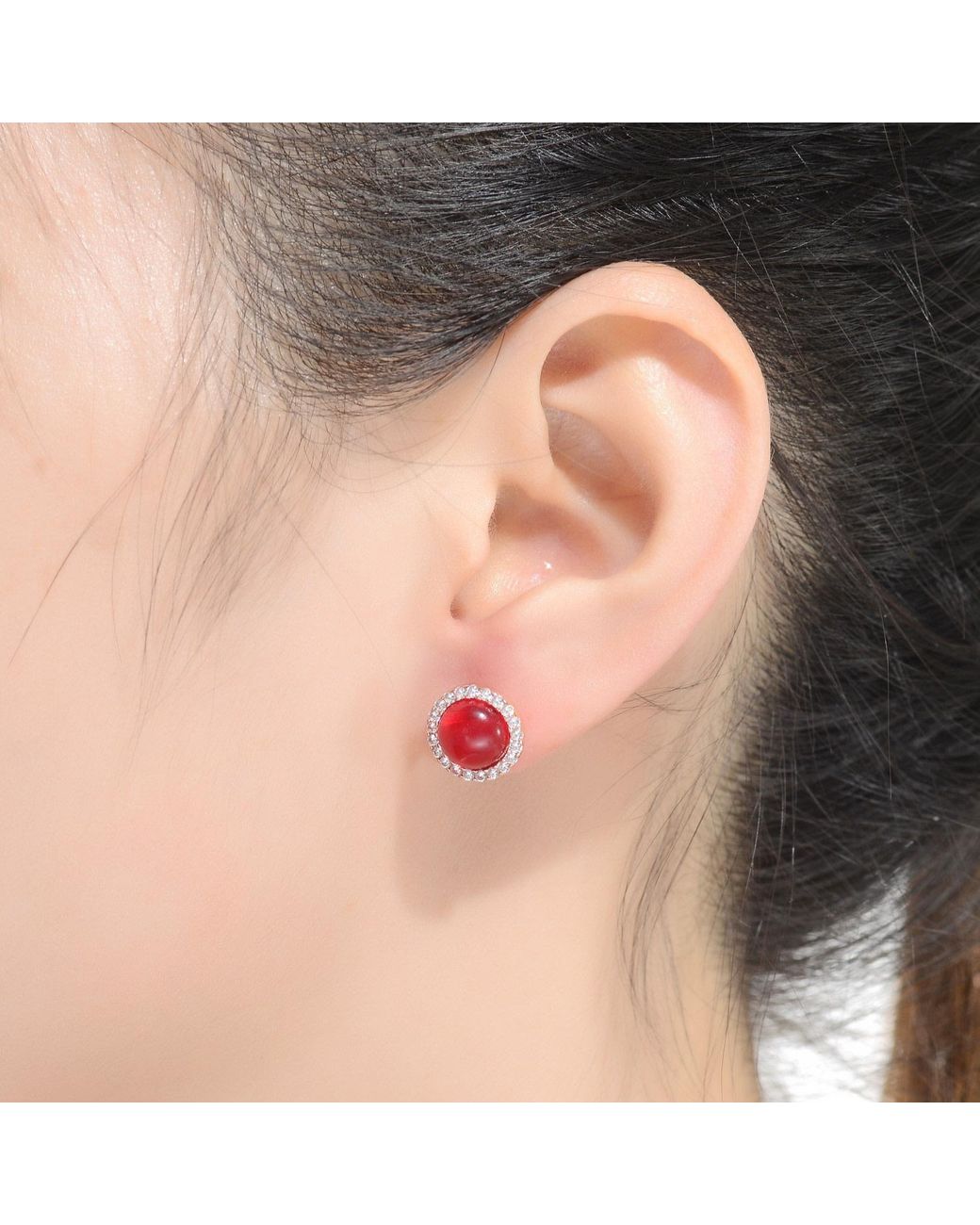 Genevive Jewelry Red Rose Dark Rose Plated Earrings