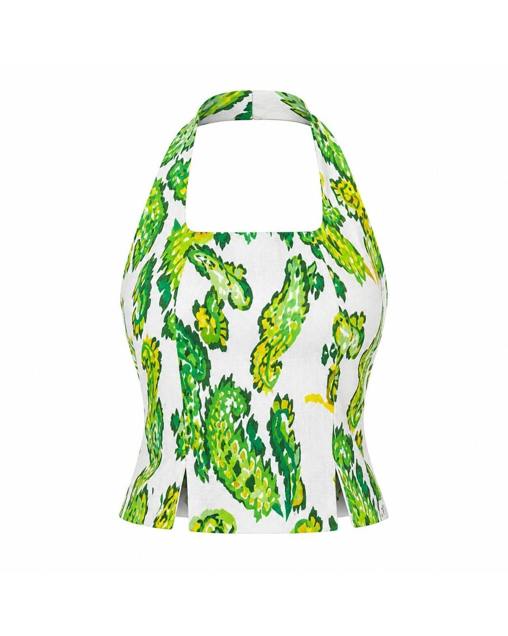 Lumina Eligma Green The Halterline Linen Blouse