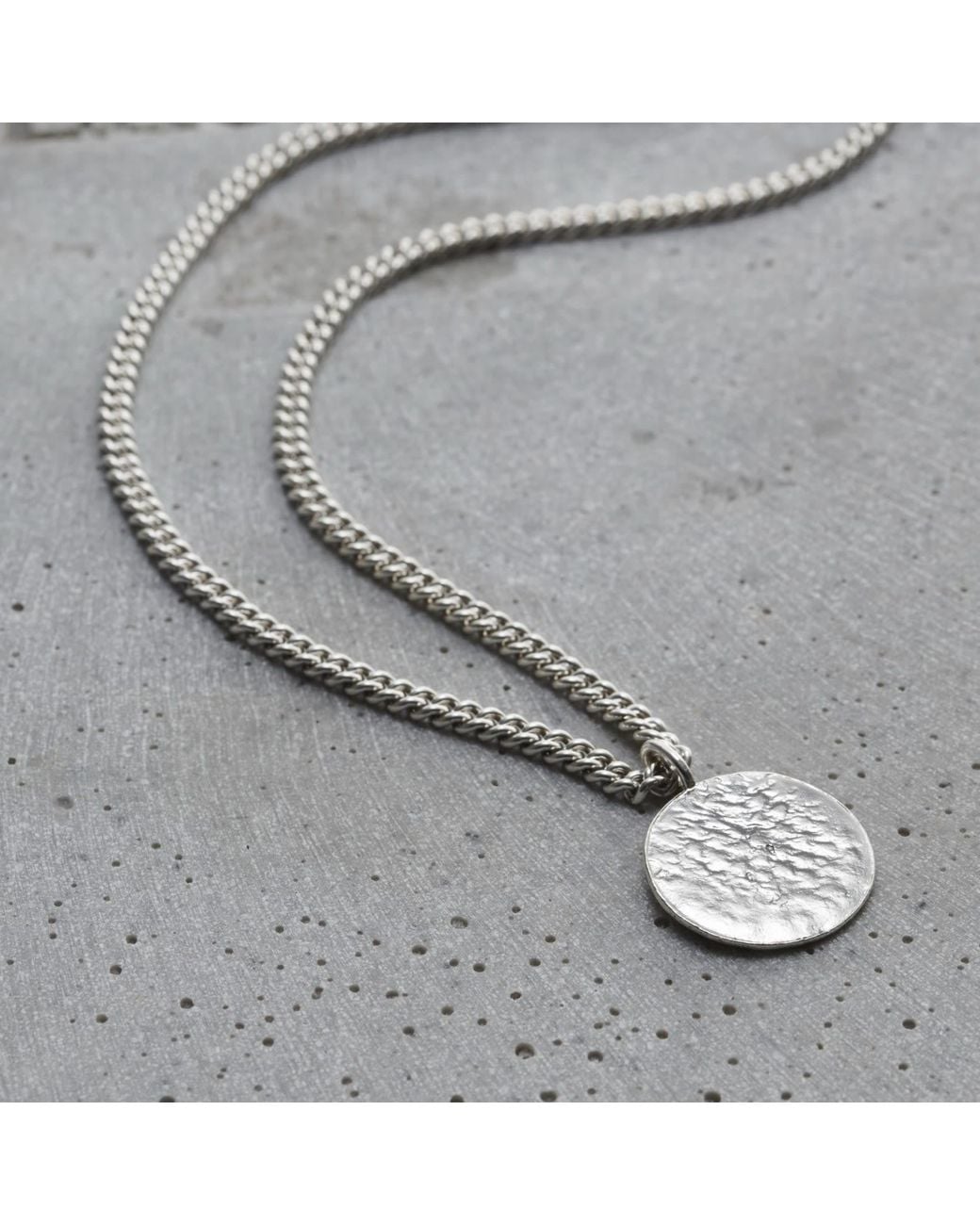 Posh Totty Designs Metallic Sterling Silver Men's Molten Disc Necklace for men