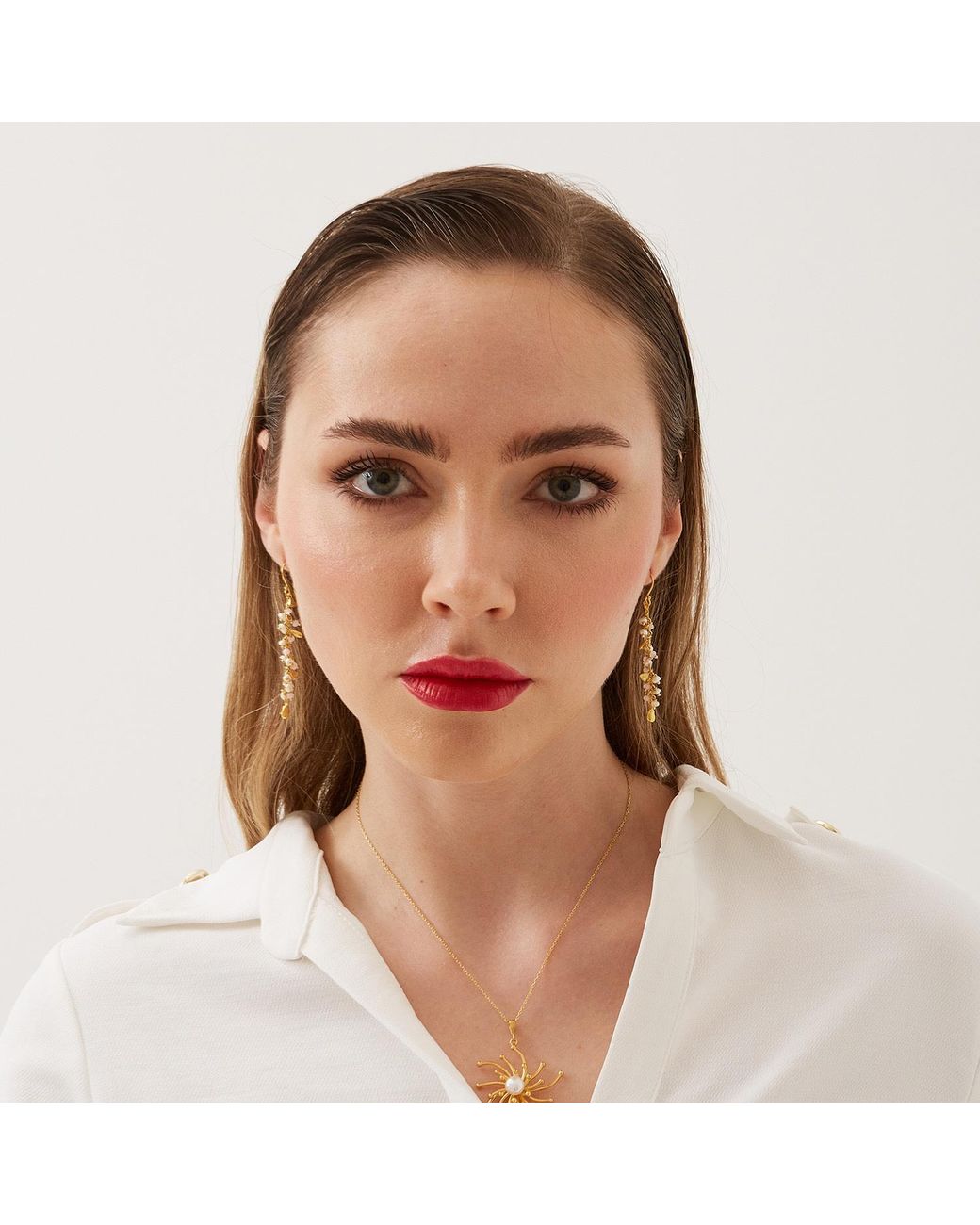 Spero London Metallic Multiple Baroque Pearl Drop Sterling Earring