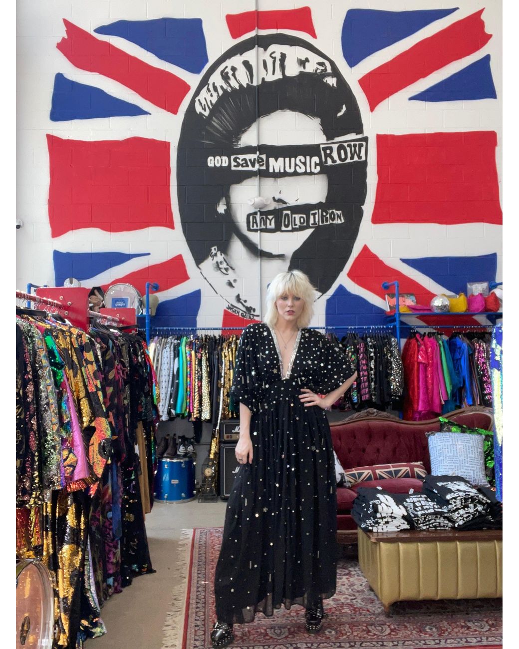 Any Old Iron Blue Sequin Shining Star Caftan Dress