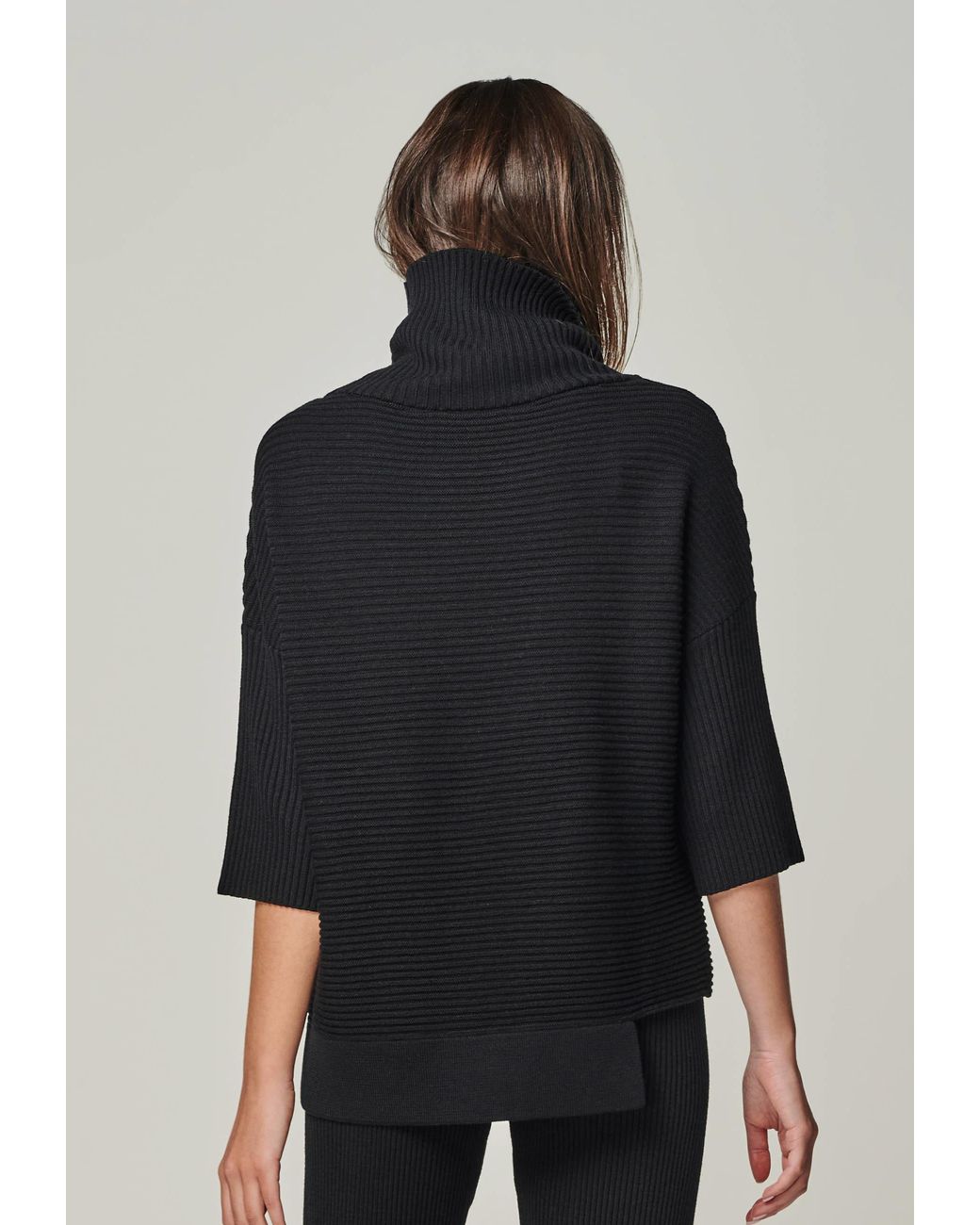 YOU LOOK PERFECT Blue Pullover Bailey, Merino Asymmetric Turtleneck Pullover