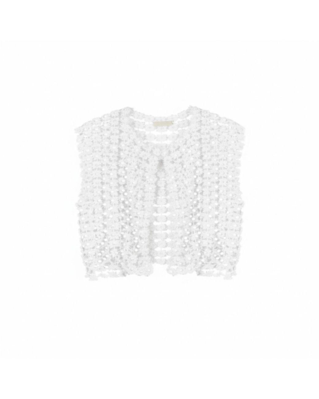 Saachi White Floral Shell Pearl Capelet