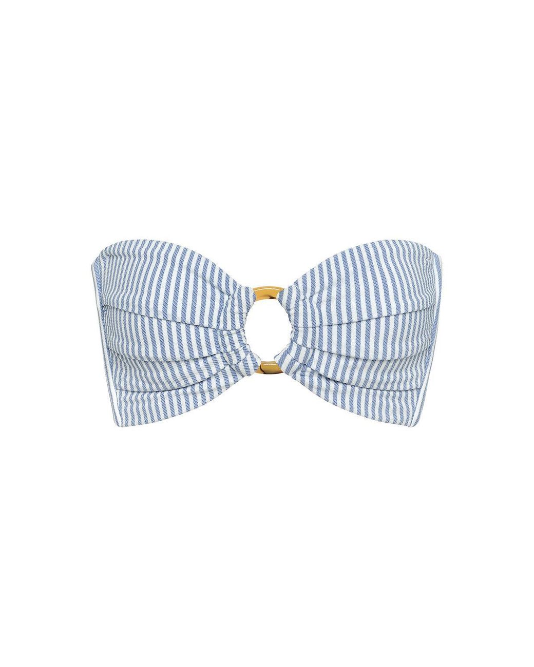 Montce Blue Classic Stripe Tori Ties Bandeau Bikini Top