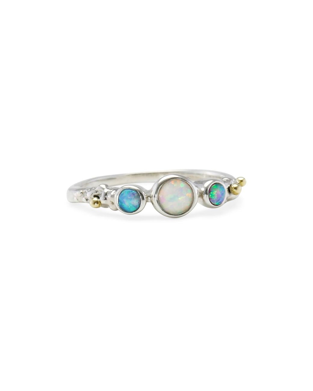 Isla Silver Blue Dainty Three Opal Ring