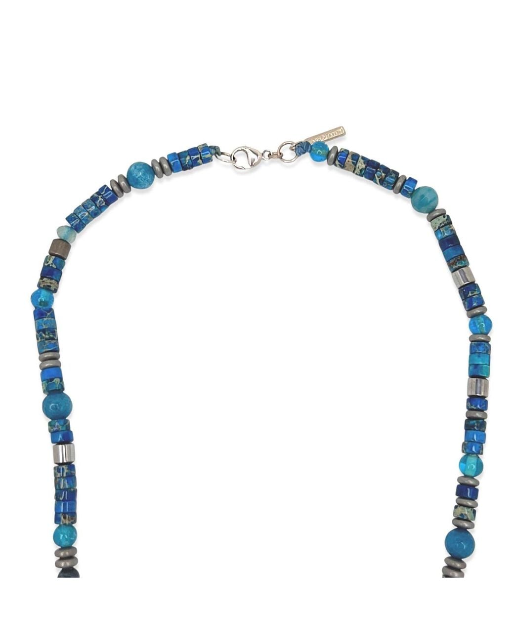 Jaredjamin Blue Sur Side Jasper Beaded Necklace for men