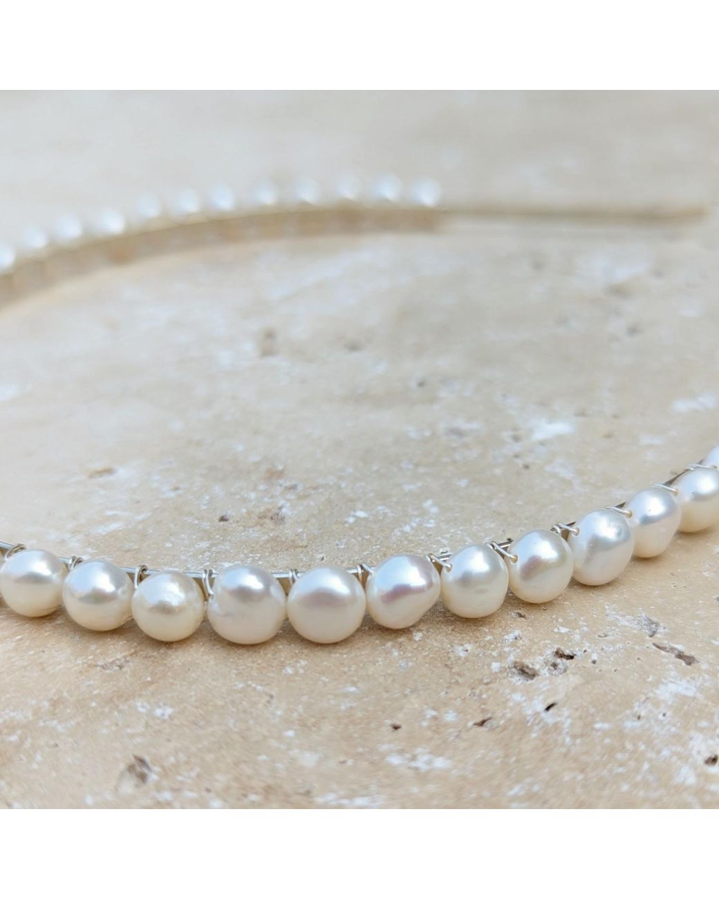 Kiri & Belle Metallic Cici Freshwater Pearl Metal Headband
