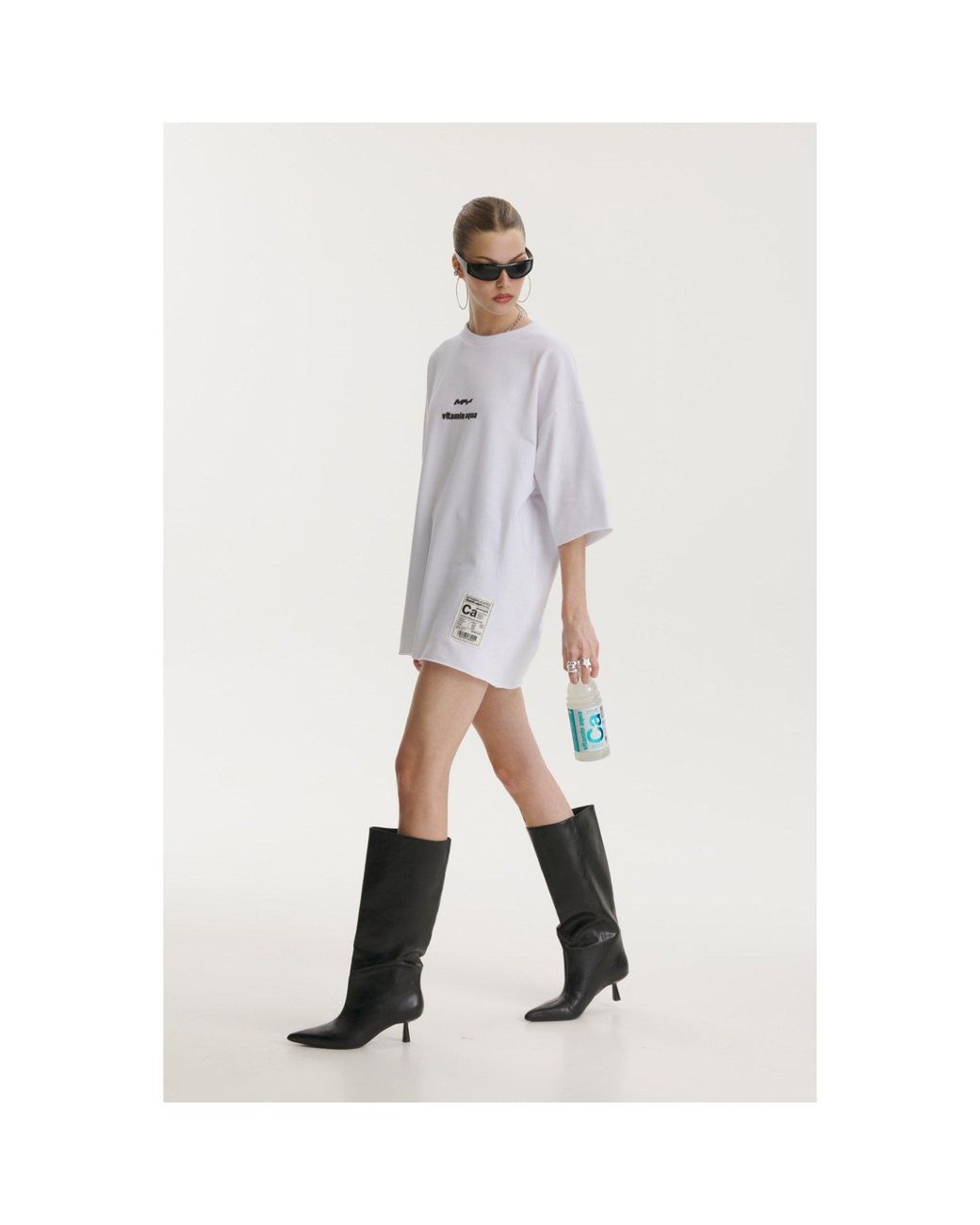 mysimplicated White Oversized T-Shirt With Vitamin Club Design W