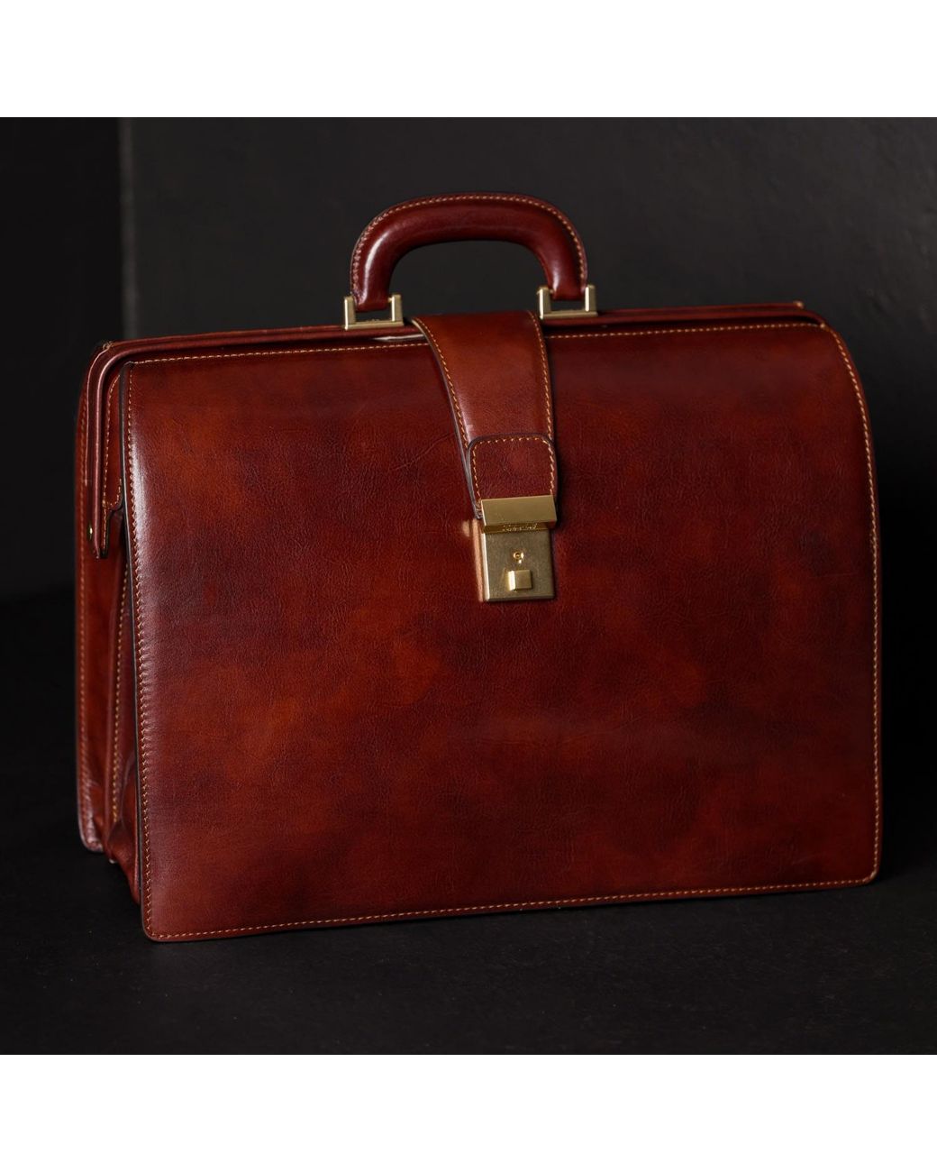 Time Resistance Brown Large Leather Briefcase for men