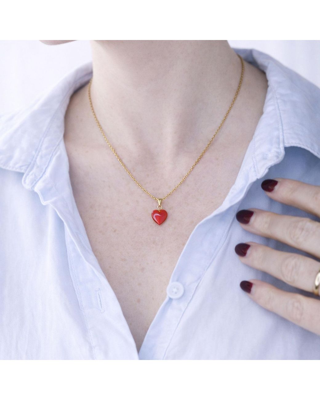 Ziolla Designs White Amber Heart Pendant Necklace