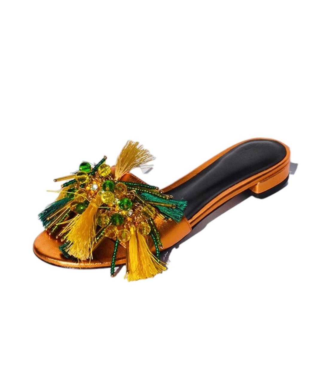 Aethra Shoes Orange Aeetes Embellished Tassel Slides