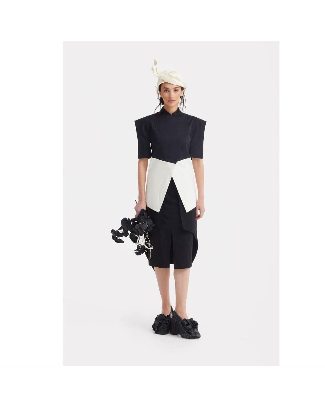 Julia Allert Black Designer Double Midi Skirt