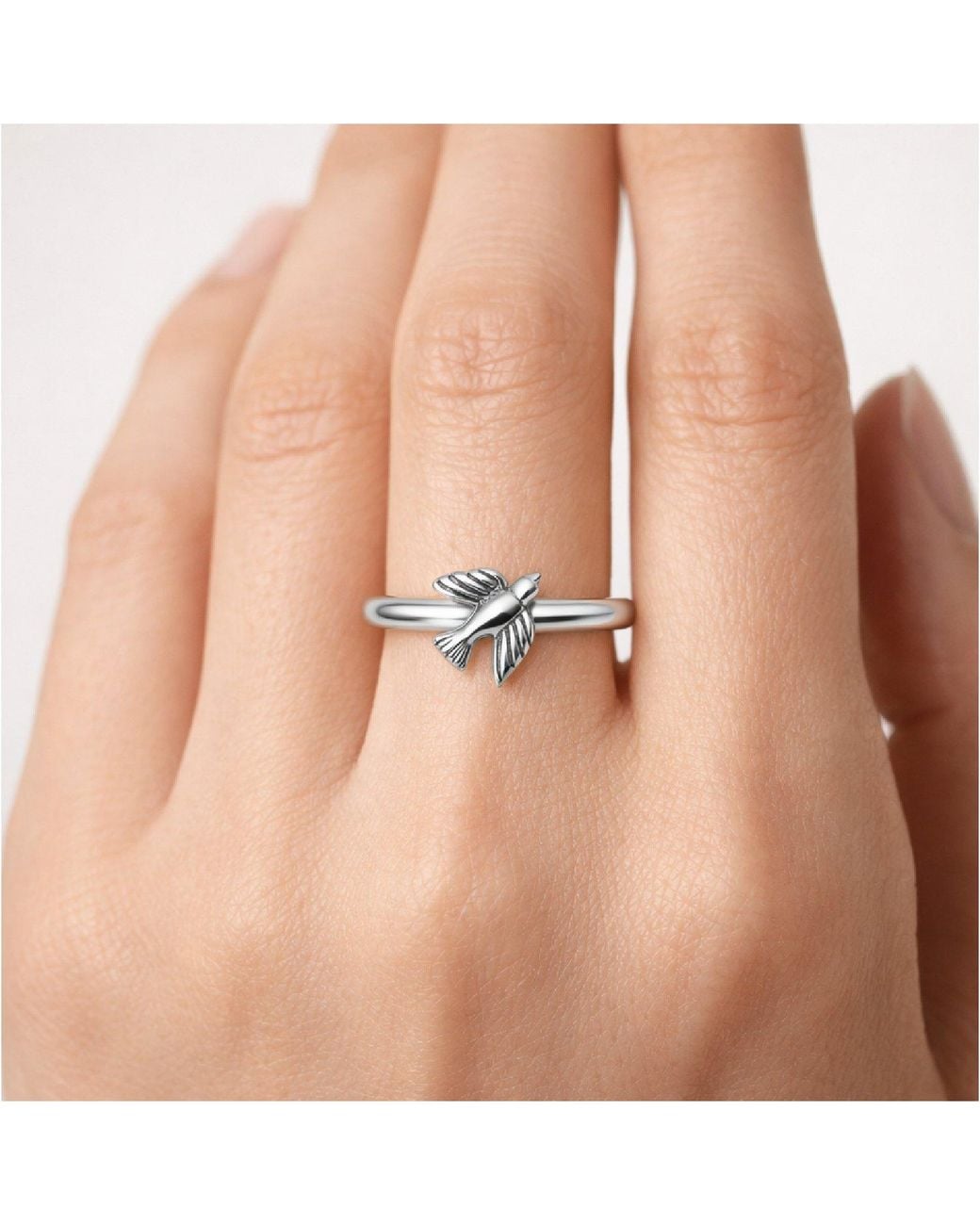 Unaloe Metallic Adjustable Ring Dove Design