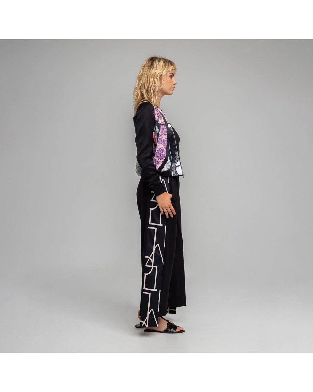 ARTISTA Black Gaia Printed Zipped Bomber Jacket