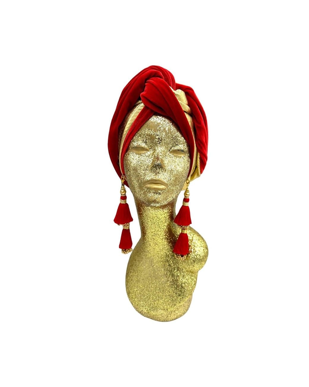 Julia Clancey Red Zia Golden & Ruby Mini Dorado Reversible Turban