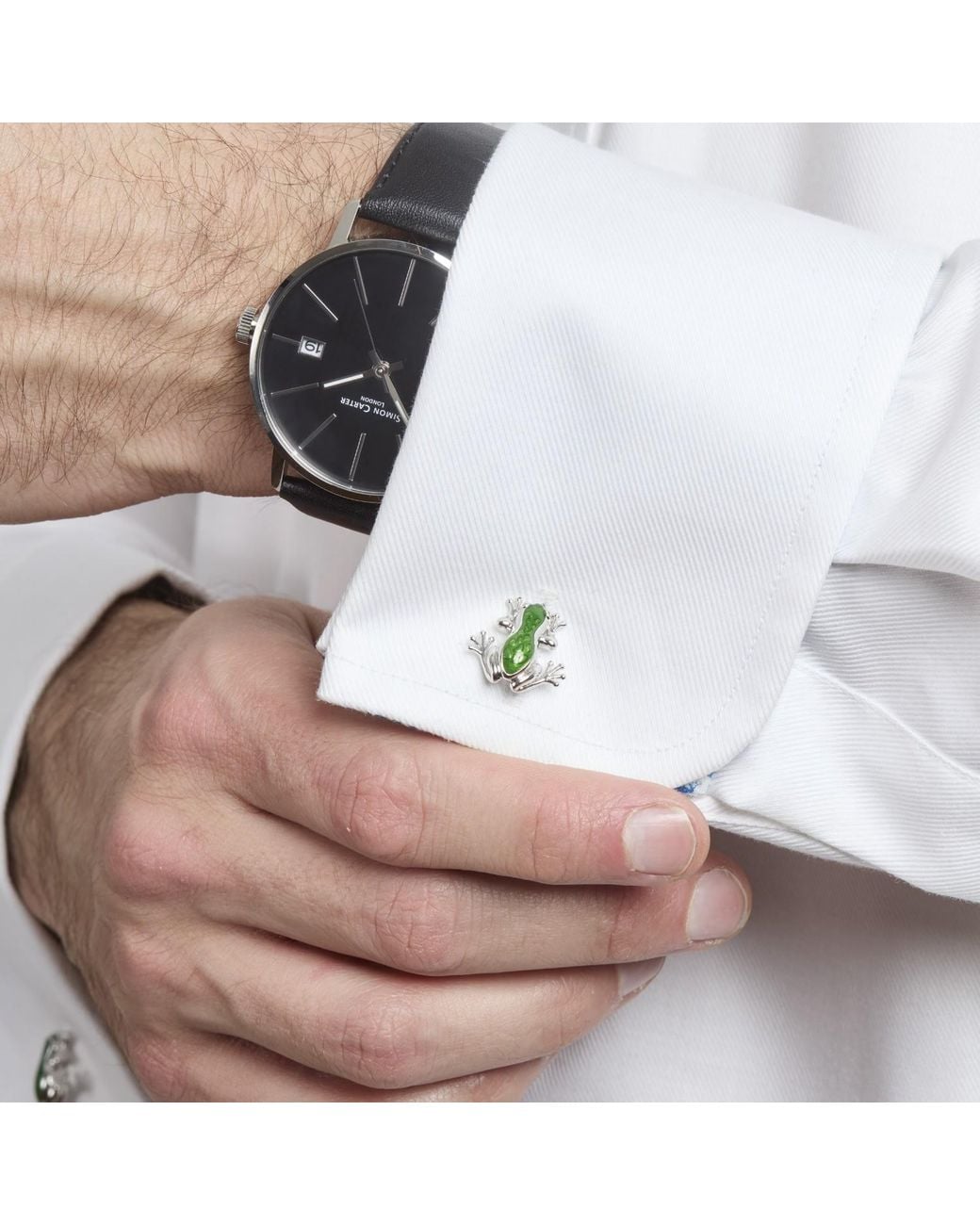 Simon Carter Green Tree Frog Cufflink for men