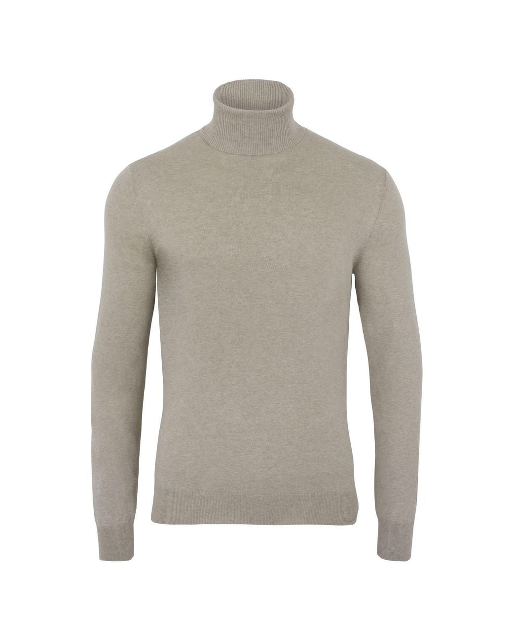 Paul James Knitwear Gray Neutrals Ultra Fine Cotton Atwod Roll Neck Jumper for men