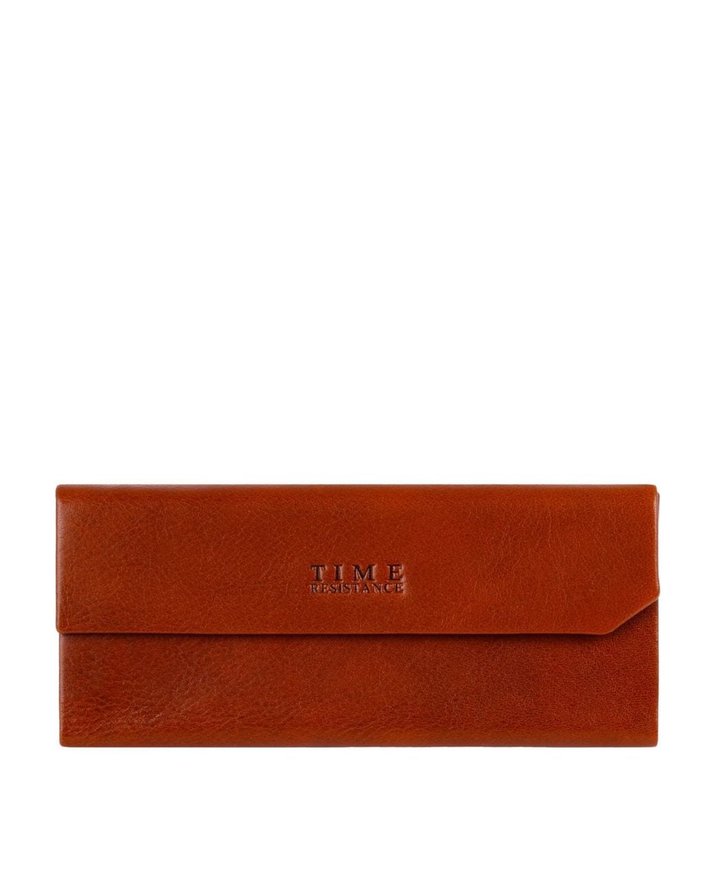 Time Resistance Brown Foldable Cognac Leather Glasses Case For