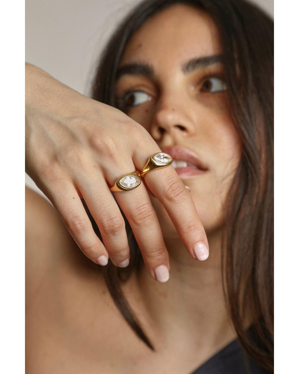 Ballinger Jewellery Metallic Pear Drop Signet Statement Chunky Ring