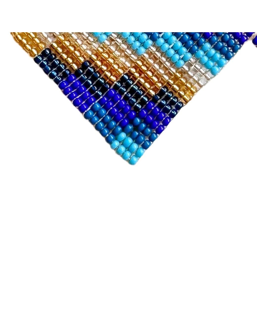 Iliana Arrazola Blue Minimalist Deconstructed Knot, Stud Earrings, Glass Beads, Beaded Jewelry