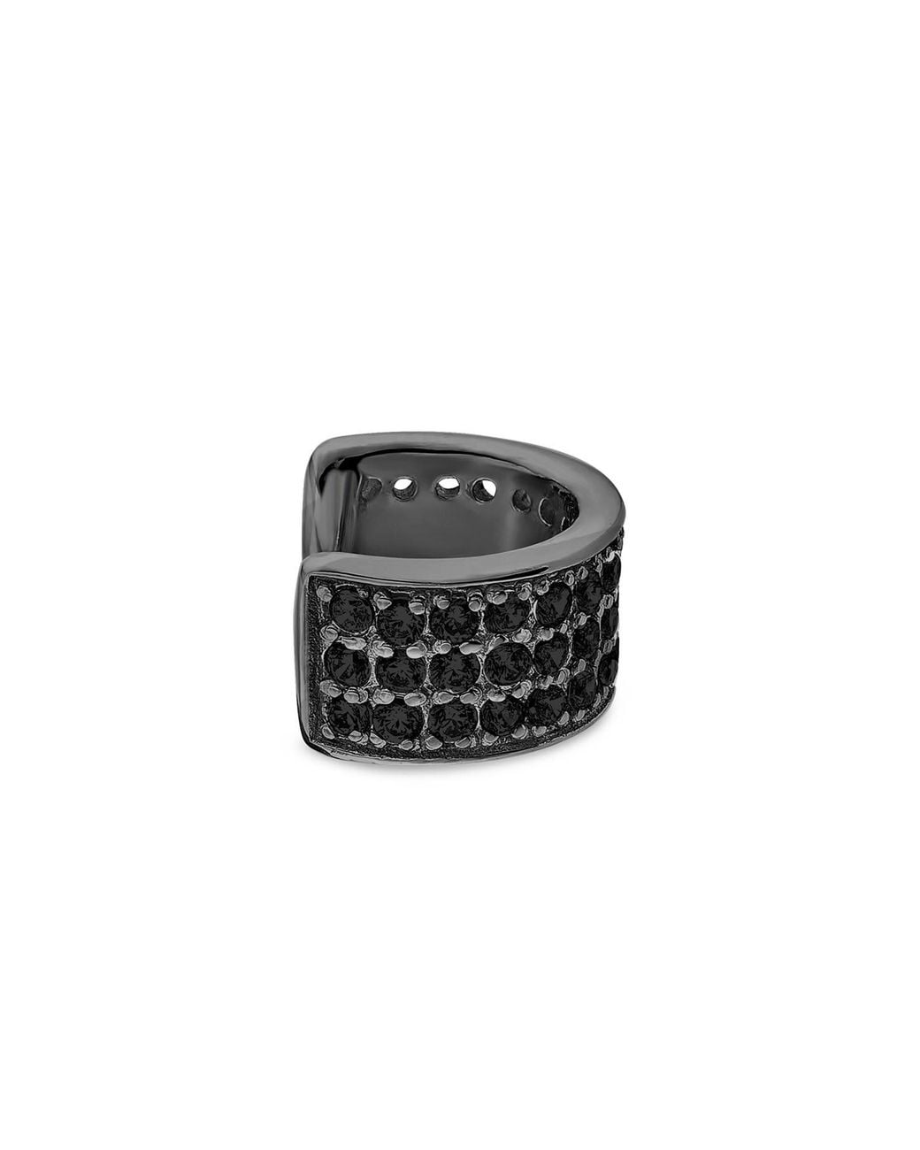 SALLY SKOUFIS Black Destiny Ear Cuff With Made Cz Diamond Stimulant
