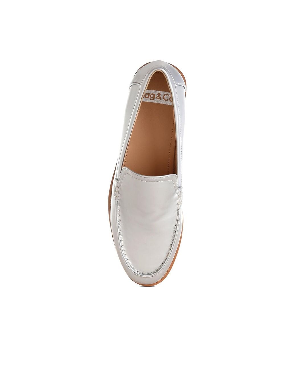 Rag & Co White Corleone Pleather Stacked Heel Loafers