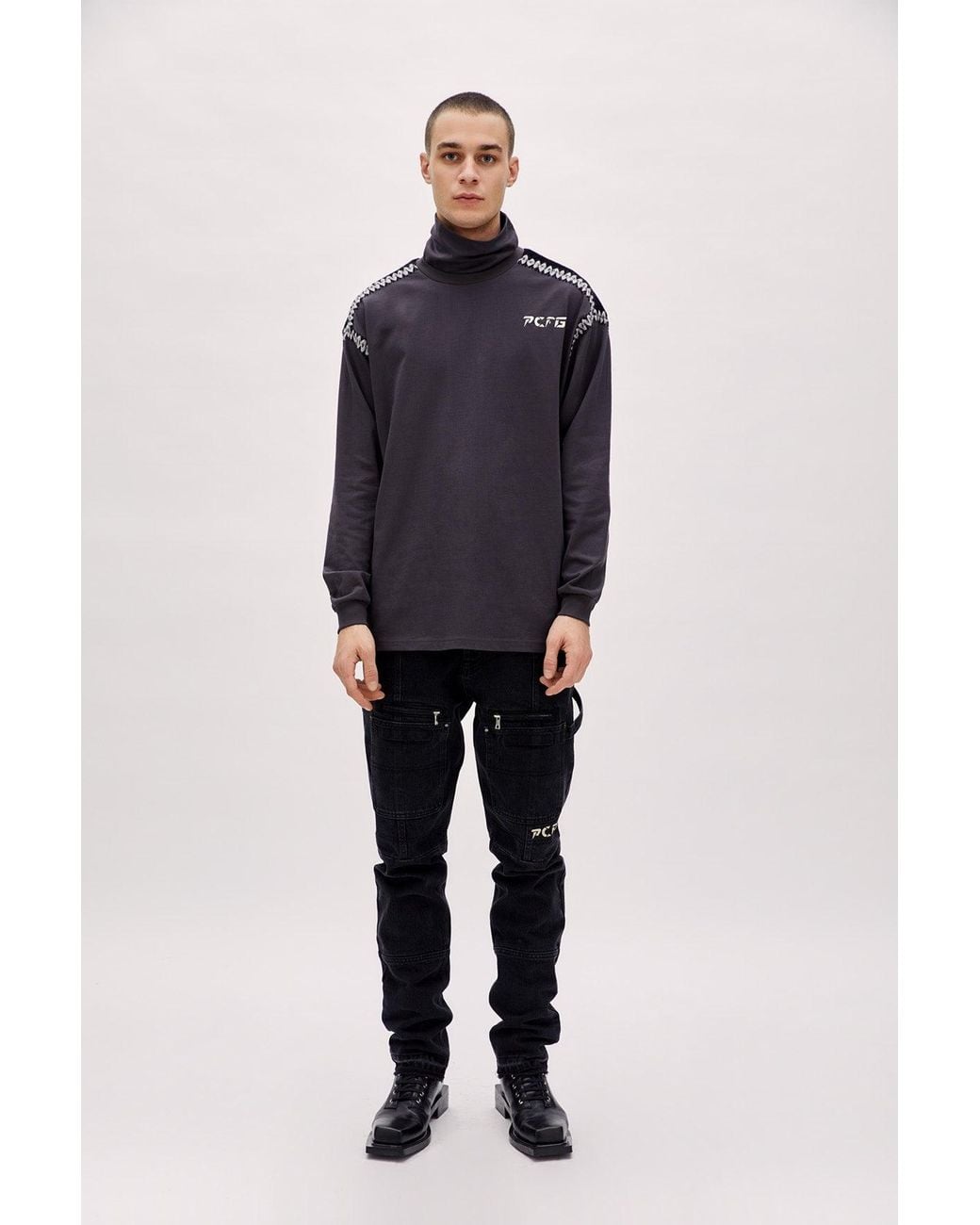 Pcfg Black High Neck Tee for men