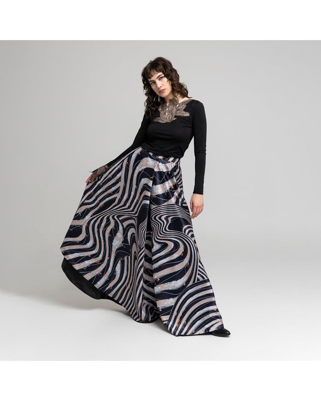 ARTISTA Blue Thia A-Line Maxi Skirt