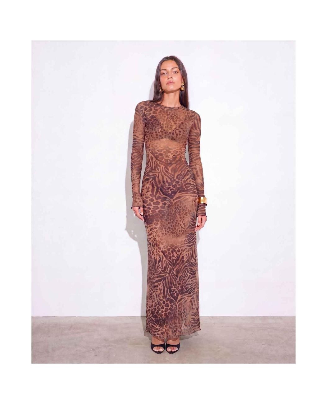 Alia Studio Purple Brume Mesh Maxi Dress