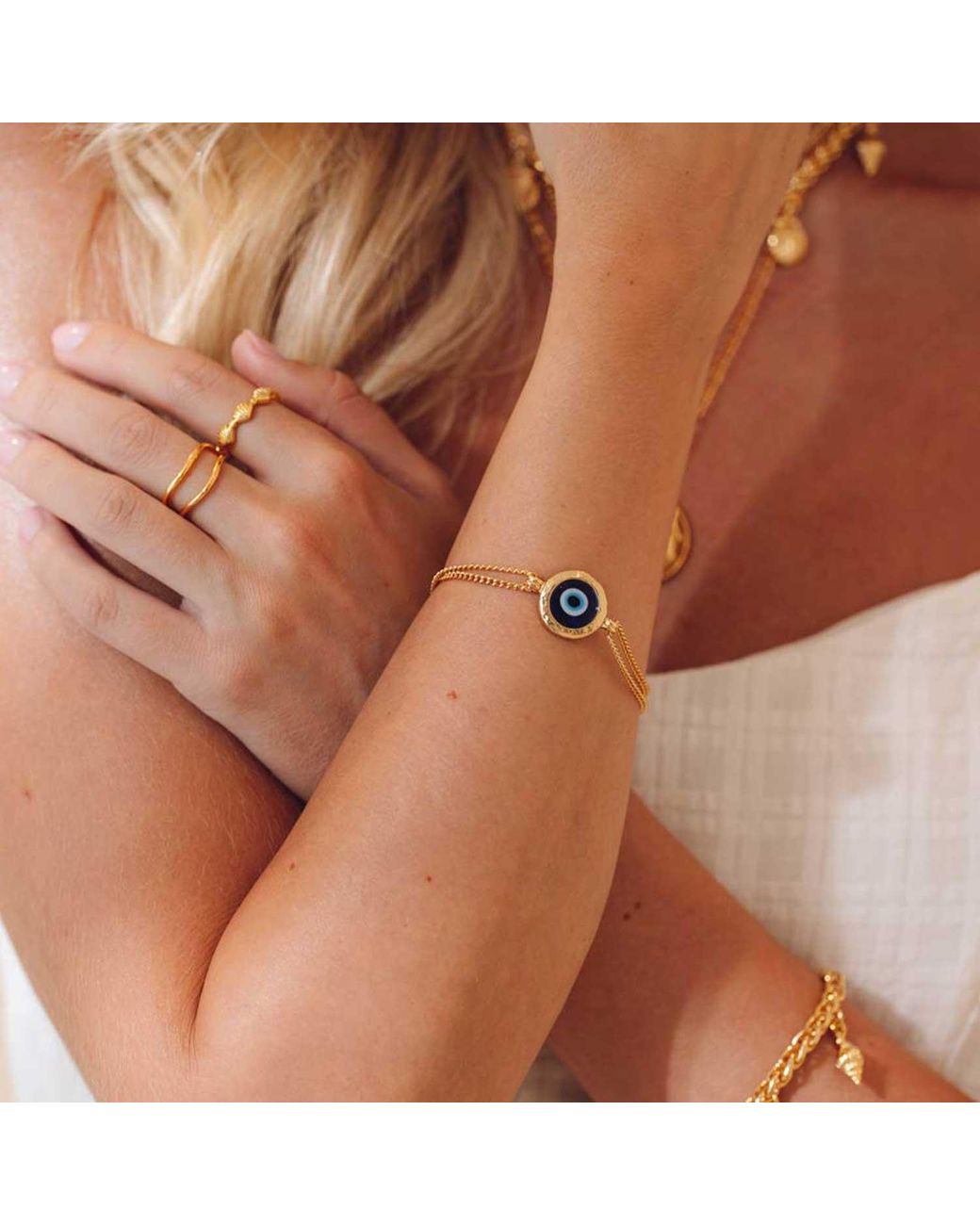 Formation Co. Jewellery Metallic Mati Evil Eye Bracelet