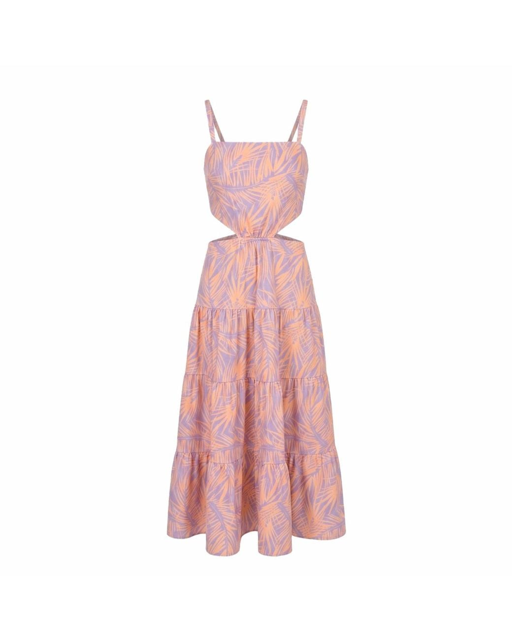 Lalipop Design Blue Cut-Out Tiered Cotton Maxi Dress