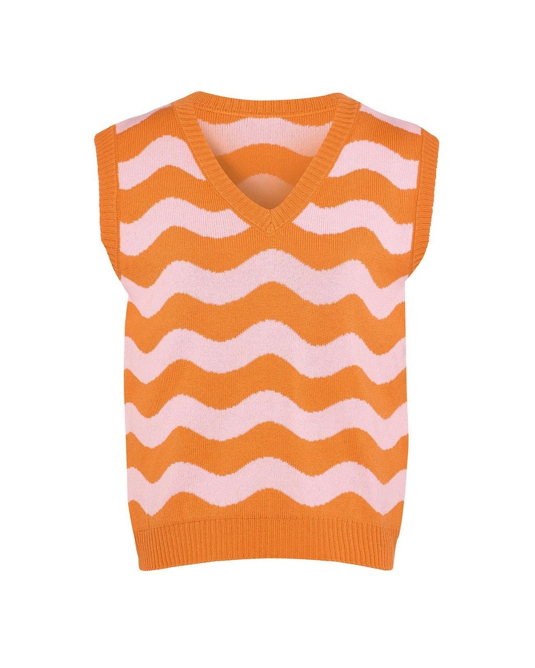 INGMARSON Orange Waves Vest Wool & Cashmere