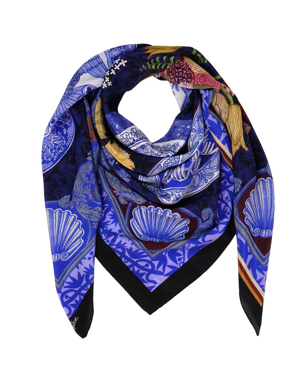 Kueen Blue Silk Scarf